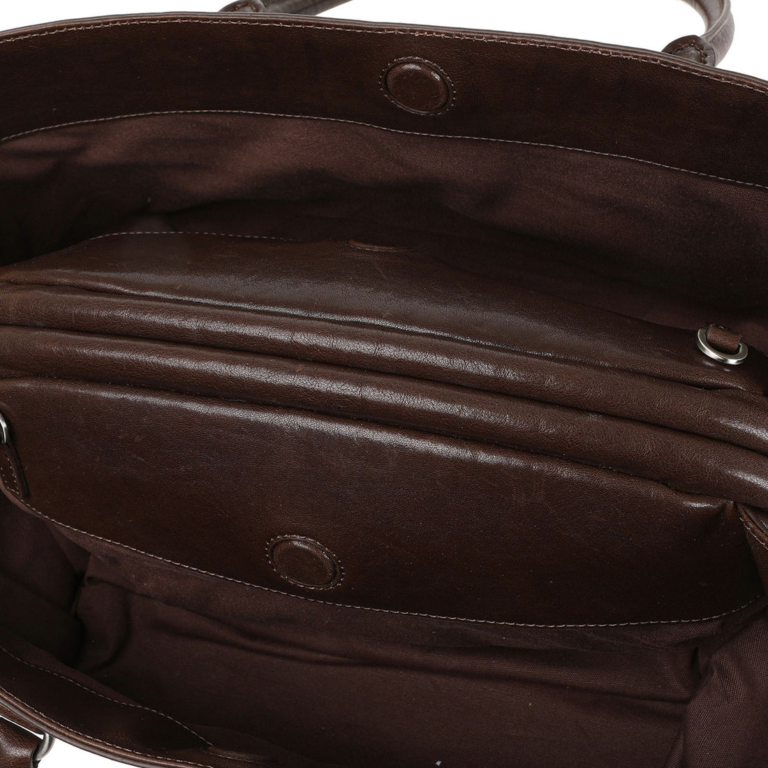 Dual Handle Glossy Brown Large Capacity Tote Bag