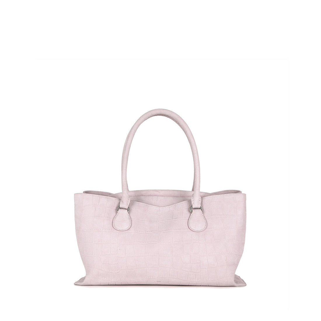 Pale Pink Croc Embossed Dual Carry Tote Bag
