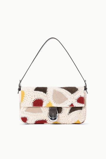 Crochet Patchwork Suede Flap Shoulder Bag