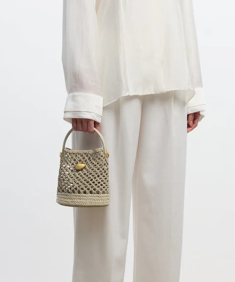 Hollow Handwoven Mini Multiway Bucket Bag
