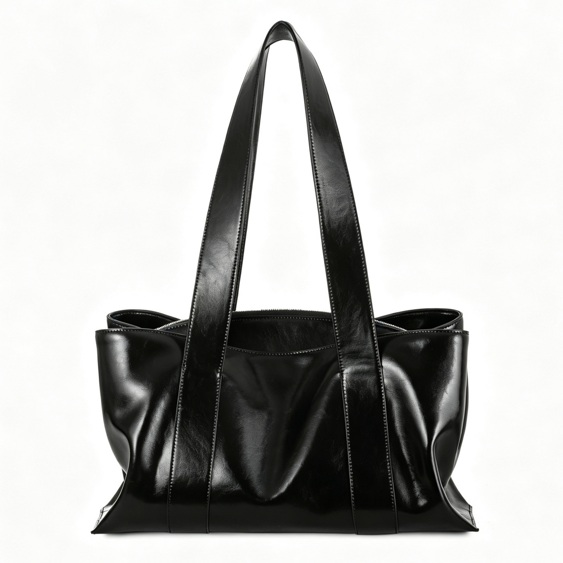 Glossy Soft Voluminous Shoulder Tote Bag