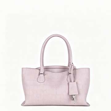 Pale Pink Croc Embossed Dual Carry Tote Bag