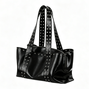 Eyelet Studded Soft Voluminous Shoulder Tote Bag