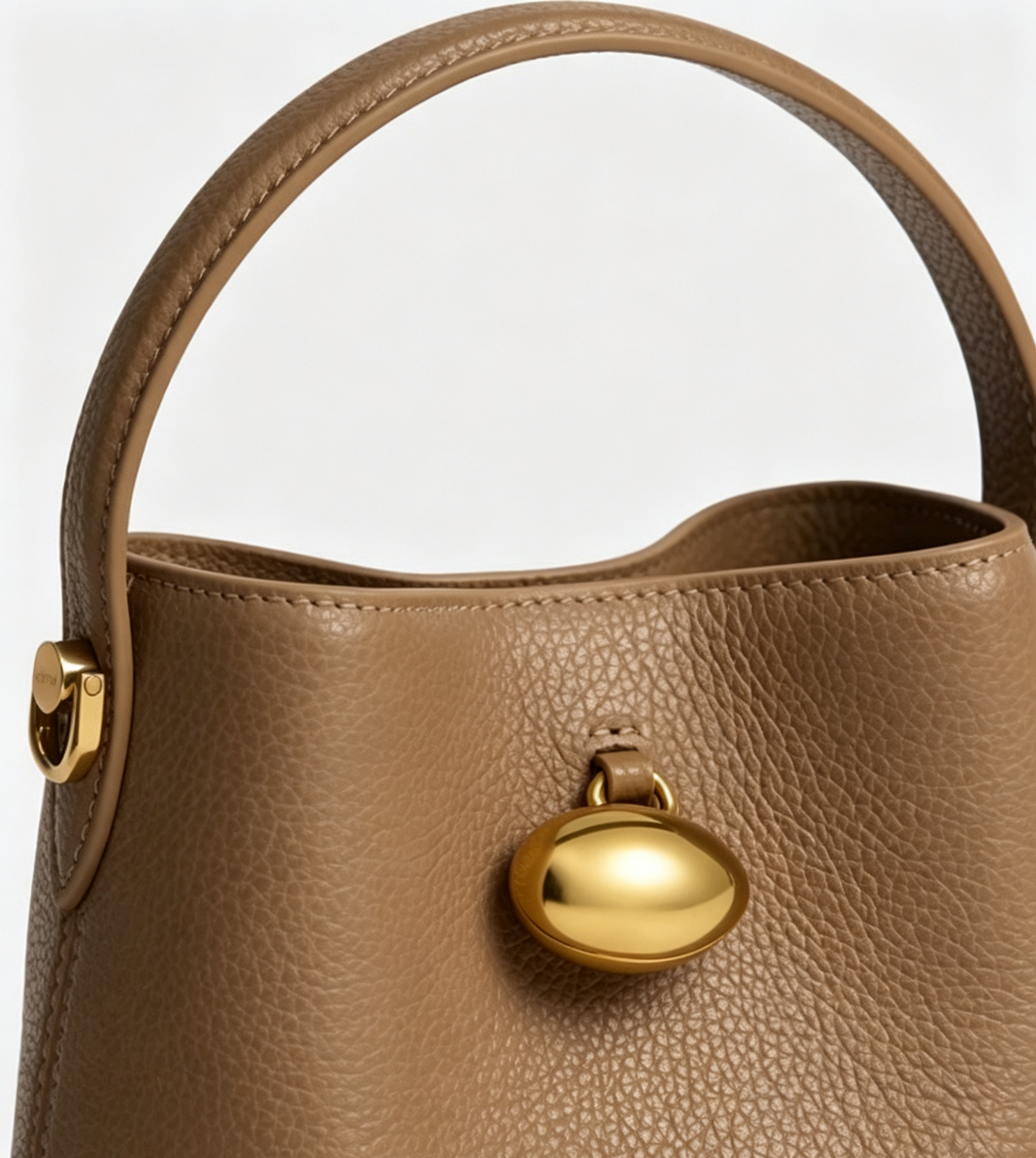 Taupe Textured Leather Mini Multiway Bucket Bag