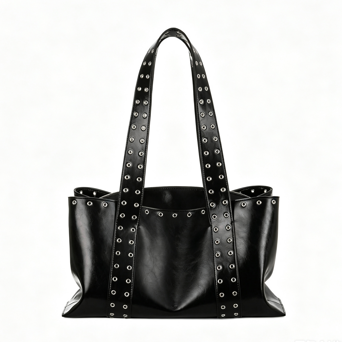 Eyelet Studded Soft Voluminous Shoulder Tote Bag